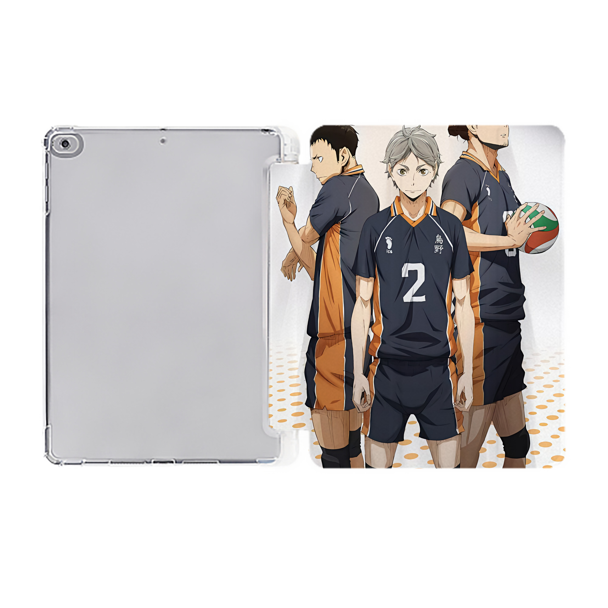 （画像用） ハイキュー!! Haikyu!! IPad ケース ペン収納付き 三つ折りスタンド PUレザー×シリコン 対応機種9.5/10.5/10.9インチ